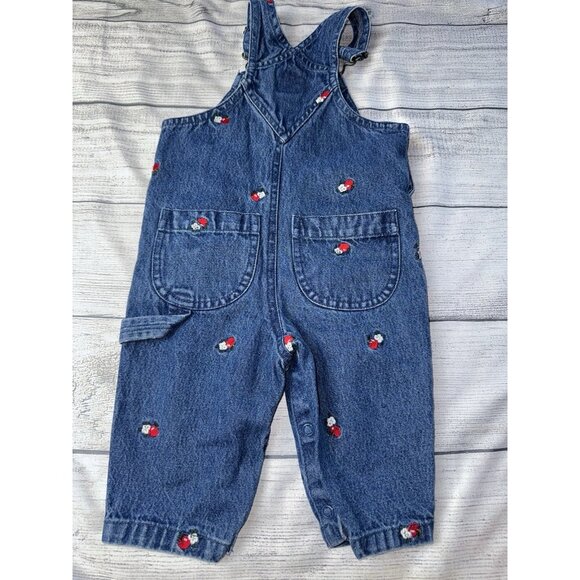 Hartstrings Vintage Baby 6-9 Months Overalls Denim Apple Flower - Picture 4 of 4